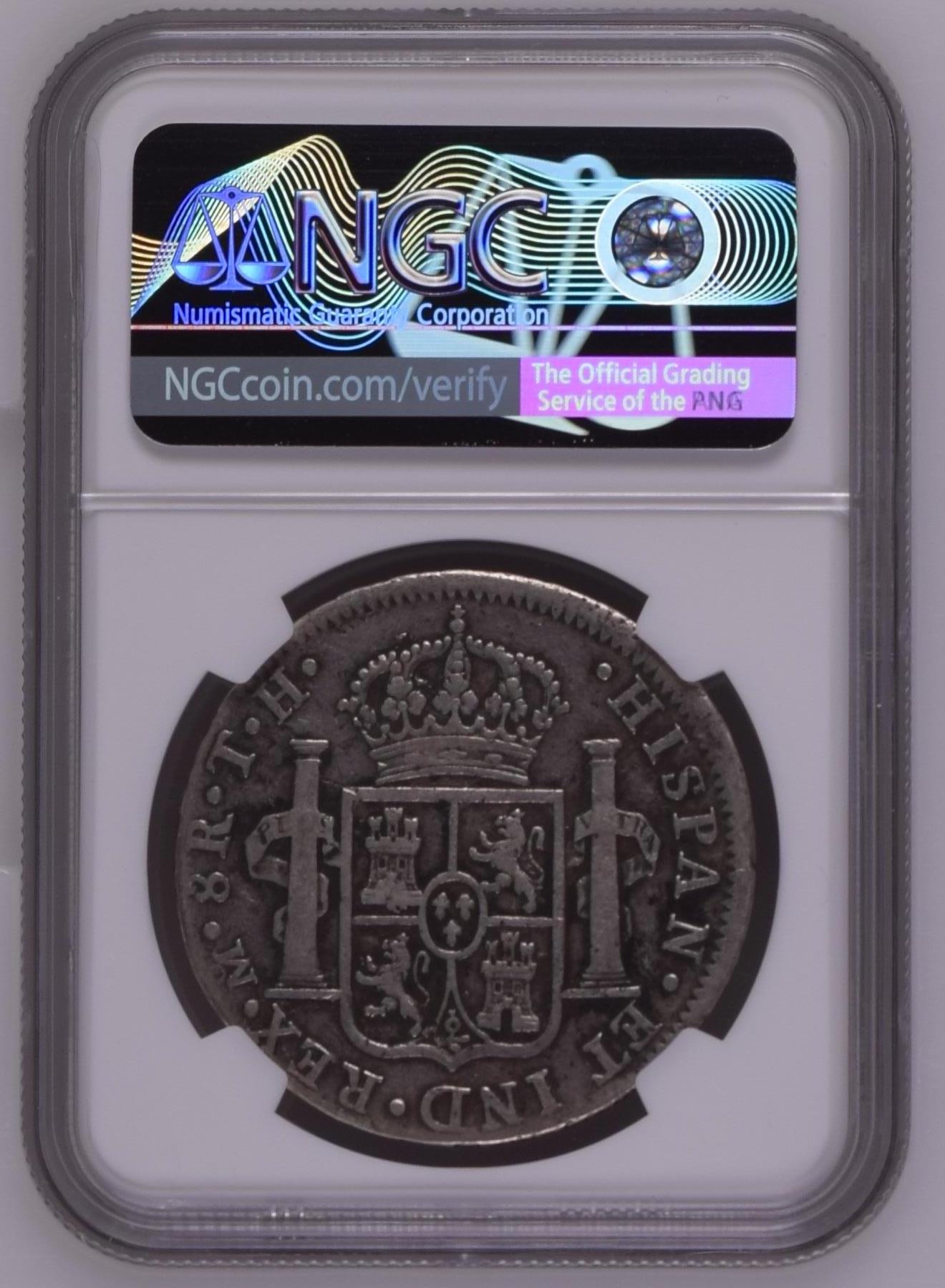 Reverse — Mexico 8 Reales 1808 Mo TH — Cert 6410631-015